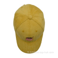 Aangepaste gele corduroy honkbalpet
